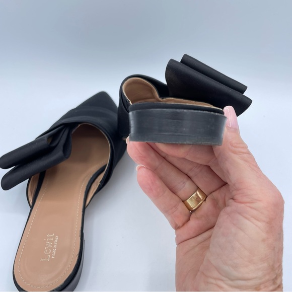 Lewit Italian Satin Side Bow Filippo Mules 38 1/2 Black - Picture 10 of 15